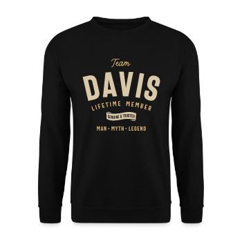 Team Davis Lifetime Member Personalized Name - Unisex Sweatshirt - black - Front - Alina (178cm) & Michal (187cm)