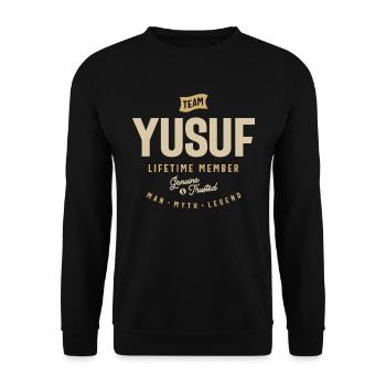 Team Yusuf Lifetime Member Personalized Name - Unisex Sweatshirt - black - Front - Alina (178cm) & Michal (187cm)