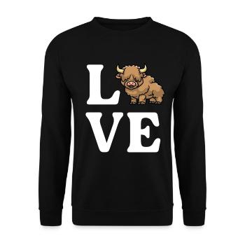 Süßes schottisches Highland Cow Lover Farm Girl - Unisex Pullover - Schwarz - Vorne - Alina (178cm) & Michal (187cm)