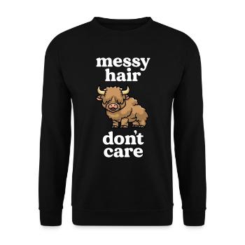 Messy Hair Don't Care Highland Cow Lover Country - Unisex Sweatshirt - black - Front - Alina (178cm) & Michal (187cm)