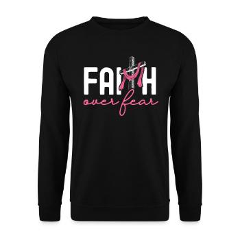 Glaube über Angst Brustkrebs Sensibilisierung Unterstützung - Unisex Pullover - Schwarz - Vorne - Alina (178cm) & Michal (187cm)