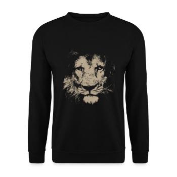 LION TÊTE DE LION CRINIÈRE DE LION AFRIQUE CHAT SAUVAGE LION - Sweat-shirt Unisexe - noir - Devant - Alina (178cm) & Michal (187cm)