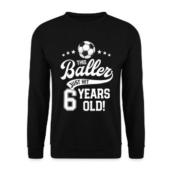 6 Years Old Soccer Themed Birthday Party 6th Bday - Unisex Sweatshirt - black - Front - Alina (178cm) & Michal (187cm)