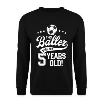 5 Years Old Soccer Themed Birthday Party 5th Bday - Unisex Sweatshirt - black - Front - Alina (178cm) & Michal (187cm)