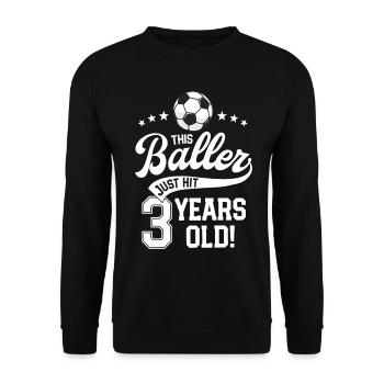 3 Years Old Soccer Themed Birthday Party 3rd Bday - Unisex Sweatshirt - black - Front - Alina (178cm) & Michal (187cm)
