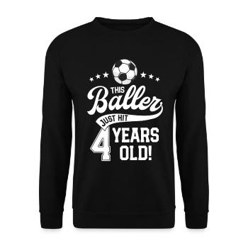 4 Years Old Soccer Themed Birthday Party 4th Bday - Unisex Sweatshirt - black - Front - Alina (178cm) & Michal (187cm)