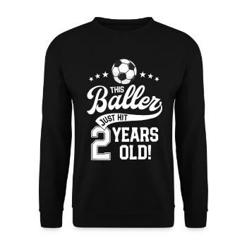 3 Years Old Soccer Themed Birthday Party 2nd Bday - Unisex Sweatshirt - black - Front - Alina (178cm) & Michal (187cm)