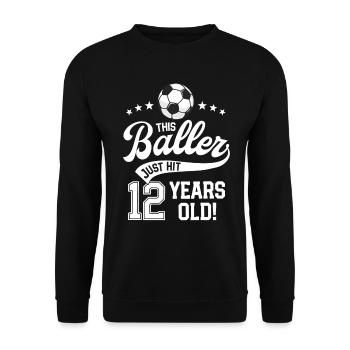 12 Years Old Soccer Themed Birthday Party 12th - Unisex Sweatshirt - black - Front - Alina (178cm) & Michal (187cm)
