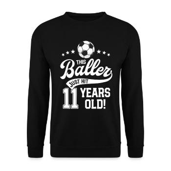 11 Years Old Soccer Themed Birthday Party 11th - Unisex Sweatshirt - black - Front - Alina (178cm) & Michal (187cm)