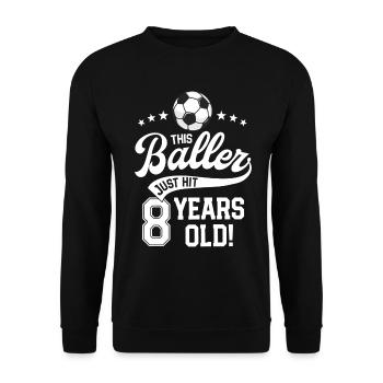 8 Years Old Soccer Themed Birthday Party 8th Bday - Unisex Sweatshirt - black - Front - Alina (178cm) & Michal (187cm)