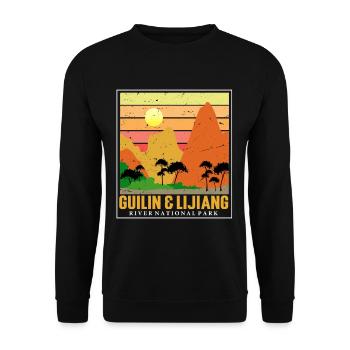 Parc national Guangxi Chine Guilin Lijiang River C - Sweat-shirt Unisexe - noir - Devant - Alina (178cm) & Michal (187cm)