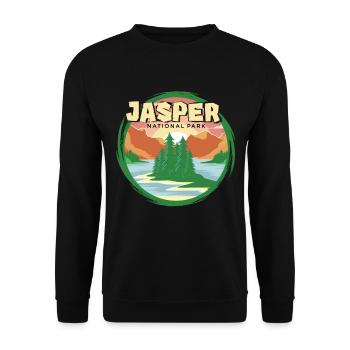 Jasper Canada Alberta Souvenir Campin - Unisex Sweatshirt - black - Front - Alina (178cm) & Michal (187cm)