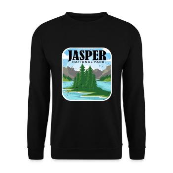Alberta National Park Jasper Canada Souvenir Campi - Unisex Sweatshirt - black - Front - Alina (178cm) & Michal (187cm)