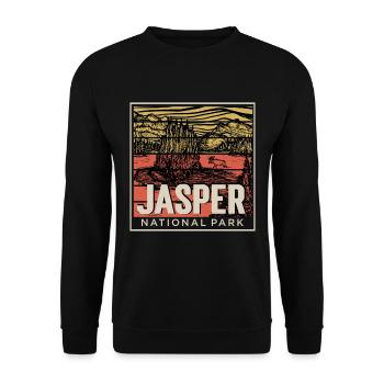 Nationalpark Kanada Jasper Souvenir Deer Camping N - Unisex Pullover - Schwarz - Vorne - Alina (178cm) & Michal (187cm)