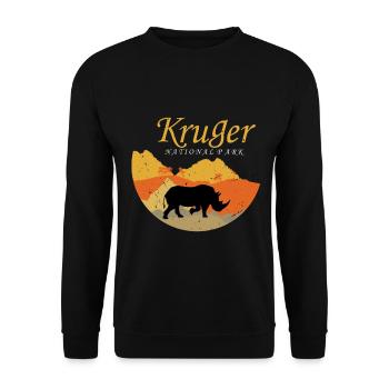 Rhino Africa Parc National Kruger Safari Big Five S - Sweat-shirt Unisexe - noir - Devant - Alina (178cm) & Michal (187cm)