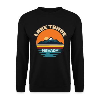 Lake Tahoe Wildlife Camping Wandern Naturberge - Unisex Pullover - Schwarz - Vorne - Alina (178cm) & Michal (187cm)