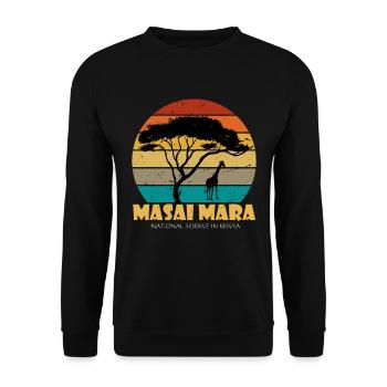 Serengeti Masai Mara Nationalreservat Kenia Safari - Unisex Pullover - Schwarz - Vorne - Alina (178cm) & Michal (187cm)