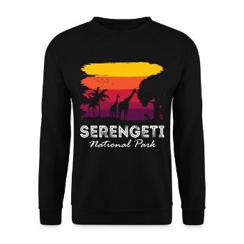 Serengeti Retro Nationalpark Afrika Giraffensafari - Unisex Pullover - Schwarz - Vorne - Alina (178cm) & Michal (187cm)