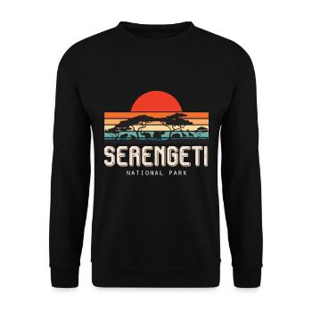 Safari Retro Serengeti National Park Sunrise - Unisex Sweatshirt - black - Front - Alina (178cm) & Michal (187cm)