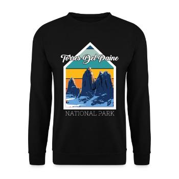 Parc national Torres del Paine bleu du Chili - Sweat-shirt Unisexe - noir - Devant - Alina (178cm) & Michal (187cm)