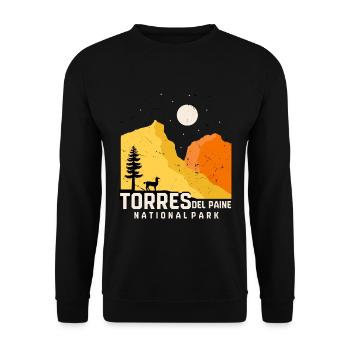 Nationalpark Chile Torres del Paine mit blauem Eis - Unisex Sweatshirt - black - Front - Alina (178cm) & Michal (187cm)