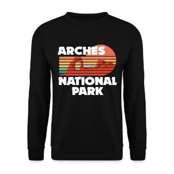 National Park Souvenir Utah Rocks Nature Hike - Unisex Sweatshirt - black - Front - Alina (178cm) & Michal (187cm)