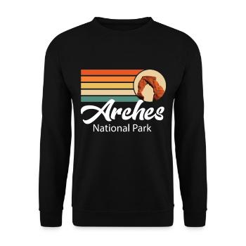 Parc national des Arches dans l’Utah Souvenir Camping Canyo - Sweat-shirt Unisexe - noir - Devant - Alina (178cm) & Michal (187cm)