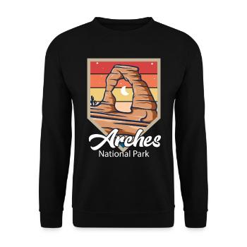 Arches National Park Souvenir Moab Utah Camping - Sweat-shirt Unisexe - noir - Devant - Alina (178cm) & Michal (187cm)