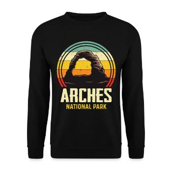 Arches National Park Randonnée Utah Canyon Rocks Souv - Sweat-shirt Unisexe - noir - Devant - Alina (178cm) & Michal (187cm)