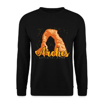 Arches National Park Utah Souvenir Moab Camping - Unisex Sweatshirt - black - Front - Alina (178cm) & Michal (187cm)
