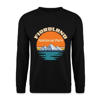 Fiordland National Park Neuseeland Berge Seen Wand - Unisex Pullover - Schwarz - Vorne - Alina (178cm) & Michal (187cm)