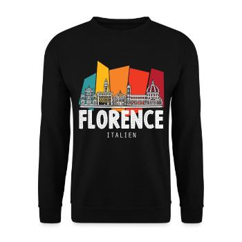 Italy Florence Tuscany Skyline Retro Italian - Unisex Sweatshirt - black - Front - Alina (178cm) & Michal (187cm)