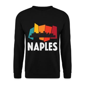 Neapel-Skyline-Retro- Italien-Souvenir-italienisch - Unisex Pullover - Schwarz - Vorne - Alina (178cm) & Michal (187cm)