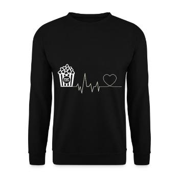 Popcorn Heartbeat Movie Night Movie Night Rice Snack - Unisex Sweatshirt - black - Front - Alina (178cm) & Michal (187cm)