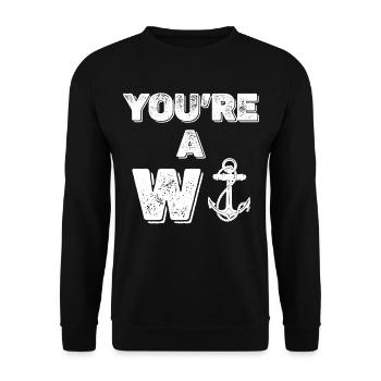 Anker Wasser Meer Nautischer Spruch Kapitän - Unisex Pullover - Schwarz - Vorne - Alina (178cm) & Michal (187cm)