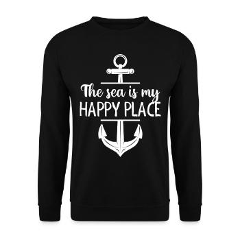 Sea Happy Place mit Anchor Nautical Souvenir Water - Unisex Pullover - Schwarz - Vorne - Alina (178cm) & Michal (187cm)
