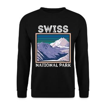 Nationalpark Souvenir Schweizer Alpen Schweiz Berg - Unisex Pullover - Schwarz - Vorne - Alina (178cm) & Michal (187cm)