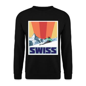 Nationalpark Schweizer Engadin Souvenir Alpen Schw - Unisex Pullover - Schwarz - Vorne - Alina (178cm) & Michal (187cm)