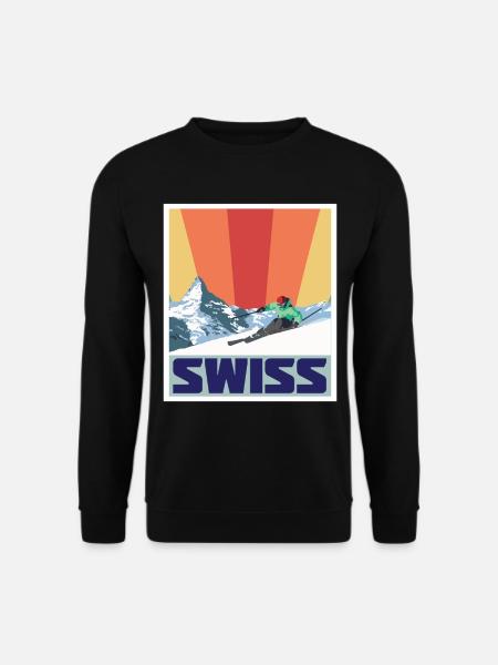Nationalpark Schweizer Engadin Souvenir Alpen Schw - Unisex Pullover - Schwarz