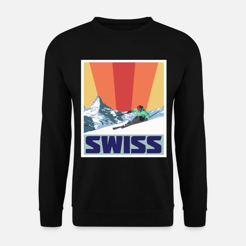 Nationalpark Schweizer Engadin Souvenir Alpen Schw - Unisex Pullover - Schwarz
