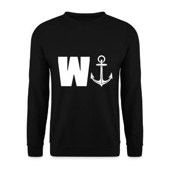 Water Anchor Captain Souvenir North Sea - Unisex Sweatshirt - black - Front - Alina (178cm) & Michal (187cm)