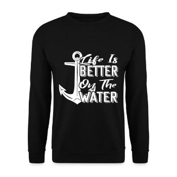 Das Leben ist auf dem Wasser-Anker-Sprichwort-Seek - Unisex Pullover - Schwarz - Vorne - Alina (178cm) & Michal (187cm)
