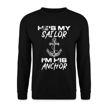 Sailor Anchor Water Sea Navigator Captain North Sea - Sweat-shirt Unisexe - noir - Devant - Alina (178cm) & Michal (187cm)