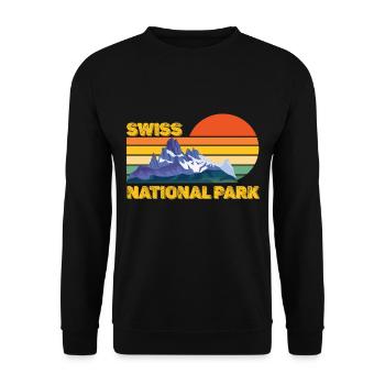 Schweizer Nationalpark Alpen Souvenir Engadin Retr - Unisex Pullover - Schwarz - Vorne - Alina (178cm) & Michal (187cm)