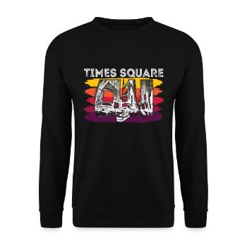 NY Times Square Skyline Retro NYC Andenken New Yor - Unisex Pullover - Schwarz - Vorne - Alina (178cm) & Michal (187cm)