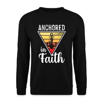 Anchored in the Faith-Seaman-Remembrance-Anchor - Unisex Sweatshirt - black - Front - Alina (178cm) & Michal (187cm)