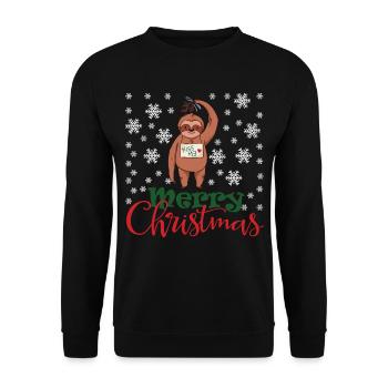 Noël Paresseux Baiser Père Noël Joyeux Weihn - Sweat-shirt Unisexe - noir - Devant - Alina (178cm) & Michal (187cm)