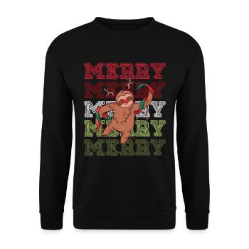 Joyeux Noël Joyeux Paresseux Sapin de Noël - Sweat-shirt Unisexe - noir - Devant - Alina (178cm) & Michal (187cm)