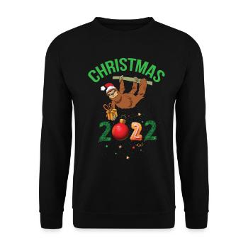 Noël 2022 Drôle de paresseux Père Noël - Sweat-shirt Unisexe - noir - Devant - Alina (178cm) & Michal (187cm)