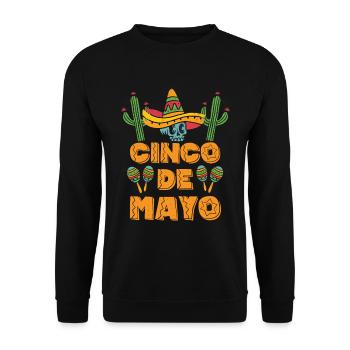 Cinco de Mayo Sombrero Cactus Skull Mexican Souven - Unisex Pullover - Schwarz - Vorne - Alina (178cm) & Michal (187cm)